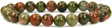 Natural Unakite Gemstone 8mm Round Beads Stretch Bracelet 7inch Unisex