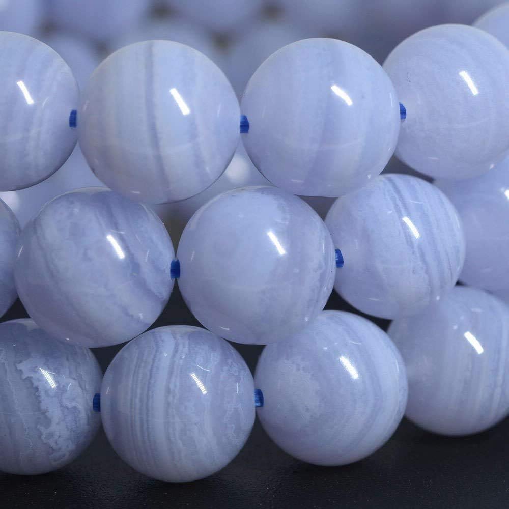 Natural Blue Lace Agate Gemstone 10mm Round Beads Stretch Bracelet 7inch Unisex