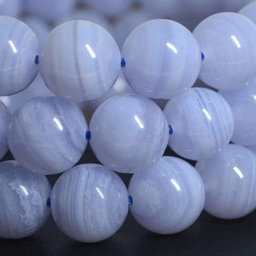 Natural Blue Lace Agate Gemstone 10mm Round Beads Stretch Bracelet 7inch Unisex