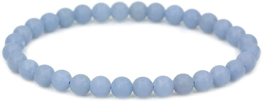 Natural Matte Angelite Gemstone 6mm Round Beads Stretch Bracelet 7inch Unisex