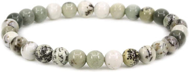 Natural Pine Turquoise Jsaper Gemstone 6mm Round Beads Stretch Bracelet 7inch Unisex