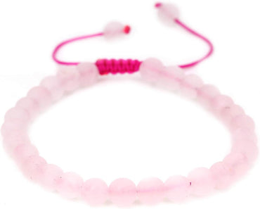 Angelstones Handmade Gemstone 6mm Matt Rose Quartz Round Beads Adjustable Braided Macrame Tassels Chakra Reiki Bracelets 7-9 inch Unisex