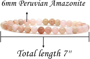 Natural Peruvian Pink Opal Gemstone 6mm Round Beads Stretch Bracelet 7inch Unisex