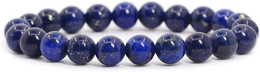 Dyed Lapis Gemstone 8mm Round Beads Stretch Bracelet 7inch Unisex