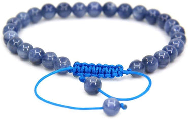 Natural AA Grade Kyanite Gemstone 6mm Round Beads Adjustable Bracelet 7inch Unisex