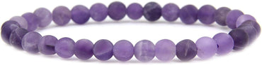 Natural A Grade Matt Amethyst Gemstone 6mm Round Beads Stretch Bracelet 7inch Unisex