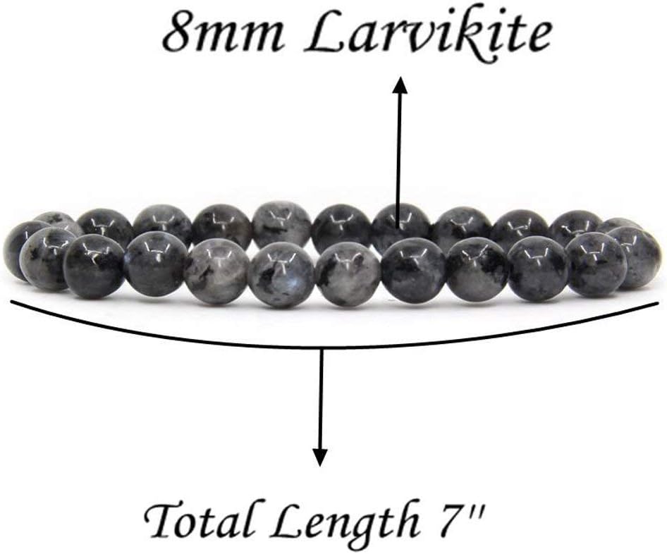 Larvikite Gem Semi Precious Gemstone 8mm Ball Beads Stretch Bracelet 7inch Unisex