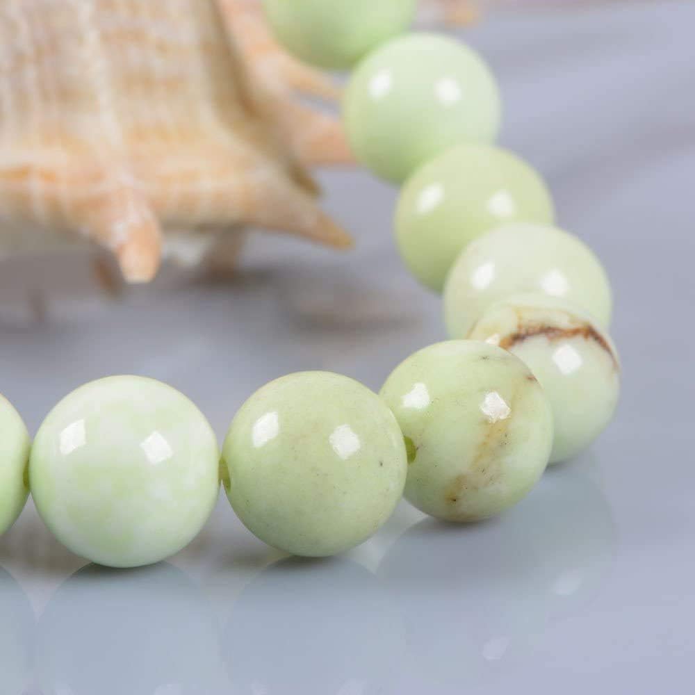 Angelstones Natural Australian Lemon Chrysoprase Gemstone 8mm Round Beads Stretch Bracelet 7 Inch Unisex