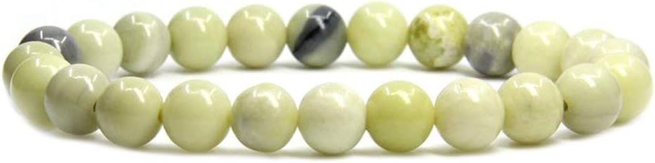 Australian Butter Jade Gem Semi Precious Gemstone 8mm Ball Beads Stretch Bracelet 7inch Unisex
