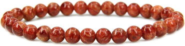 Natural Red Coral Gemstone 6mm Round Beads Stretch Bracelet 7inch Unisex