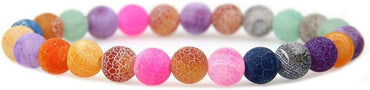 Natural Multicolor Weathered Agate Gemstone 8mm Round Beads Stretch Bracelet 7inch Unisex
