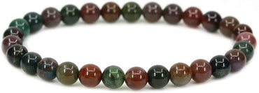 Natural Red Bloodstone Heliotrope Gemstone 6mm Round Beads Stretch Bracelet 7inch Unisex