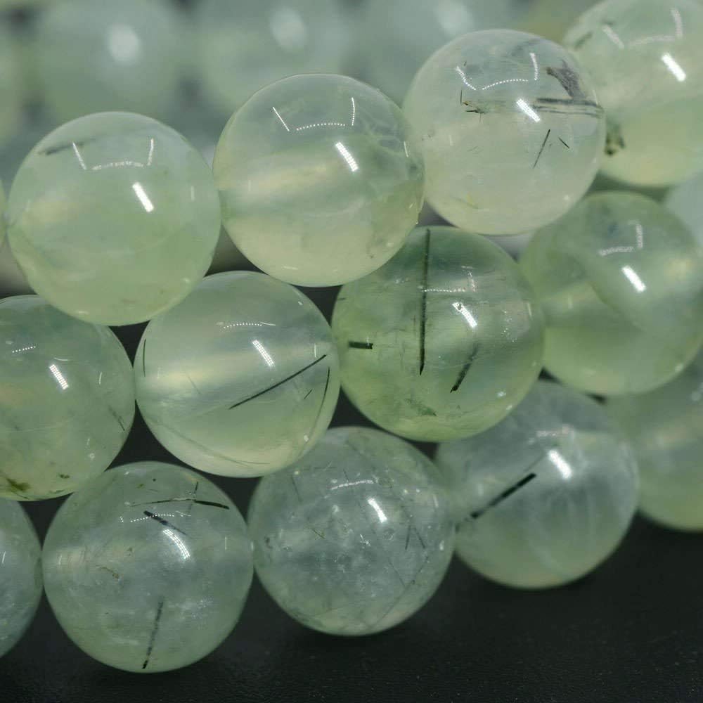Angelstones Natural Green Prehnite Gemstone 10mm Round Beads Stretch Bracelet 7 Inch Unisex