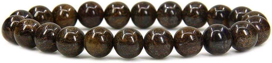 Natural Bronzite Gemstone 8mm Round Beads Stretch Bracelet 7inch Unisex