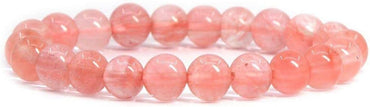 Smelted Cherry Quartz Gemstone 8mm Round Beads Stretch Bracelet 7inch Unisex