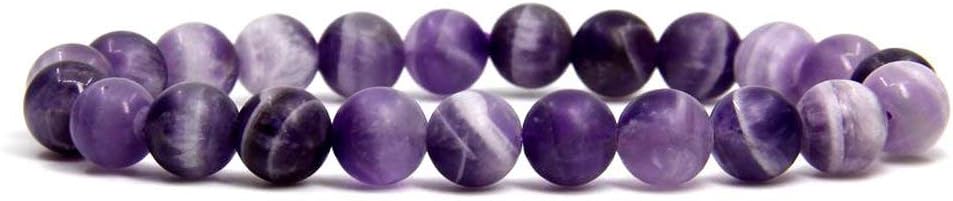 Matt African Amethyst Gem Semi Precious Gemstone 8mm Ball Beads Stretch Bracelet 7inch Unisex