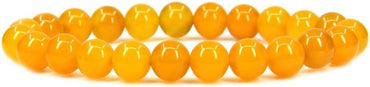 Natural Yellow Agate Gemstone 8mm Round Beads Stretch Bracelet 7inch Unisex