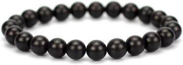 Natural Black Shungite Gemstone 8mm Round Beads Stretch Bracelet 7inch Unisex