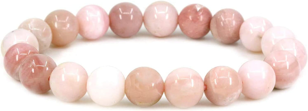 Angelstones Natural Peruvian Pink Opal Genuine Semi-Precious Gemstones Healing 10mm Beaded Stretch Bracelet 7inch Unisex