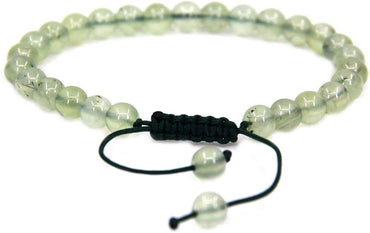 Natural Prehnite Gemstone 6mm Round Beads Adjustable Bracelet 7inch Unisex