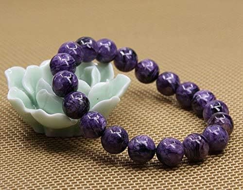 Angelstones Natural Russian Charoite Genuine Semi-Precious Gemstones Healing 10mm Beaded Stretch Bracelet 7inch Unisex