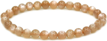 Angelstones Natural Red Sunstone Gemstone 6mm Round Beads Stretch Bracelet 7inch Unisex