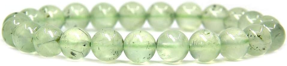 Natural Prehnite Gemstone 8mm Round Beads Stretch Bracelet 7inch Unisex