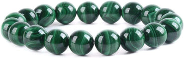 Angelstones Natural AAA Malachite Gemstone 10mm Round Beads Stretch Bracelet 7 Inch Unisex