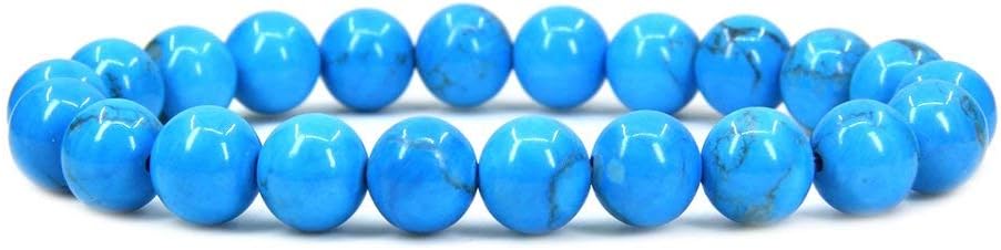 Natural Turquoise Howlite Gemstone 8mm Round Beads Stretch Bracelet 7inch Unisex