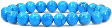 Natural Turquoise Howlite Gemstone 8mm Round Beads Stretch Bracelet 7inch Unisex
