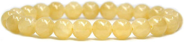 Natural Yellow Jade Gemstone 8mm Round Beads Stretch Bracelet 7inch Unisex