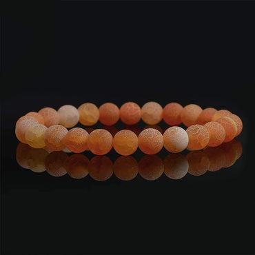 Orange Weathered Agate Gemstone 8mm Round Beads Stretch Bracelet 7 Inch