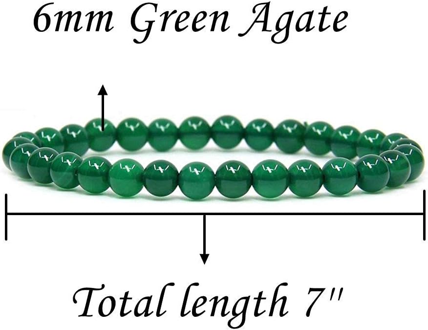 Natural A Grade Green Agate Gemstone 6mm Round Beads Stretch Bracelet 7inch Unisex