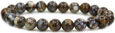 Natural Fire Lace Opal Gemstone 8mm Round Beads Elastic Bracelet 7inch Unisex