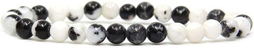 Angelstones Natural Zebra Jasper Gemstone 6mm Round Beads Stretch Bracelet 7inch Unisex