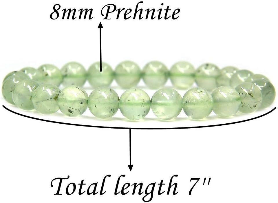 Natural Prehnite Gemstone 8mm Round Beads Stretch Bracelet 7inch Unisex