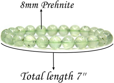 Natural Prehnite Gemstone 8mm Round Beads Stretch Bracelet 7inch Unisex