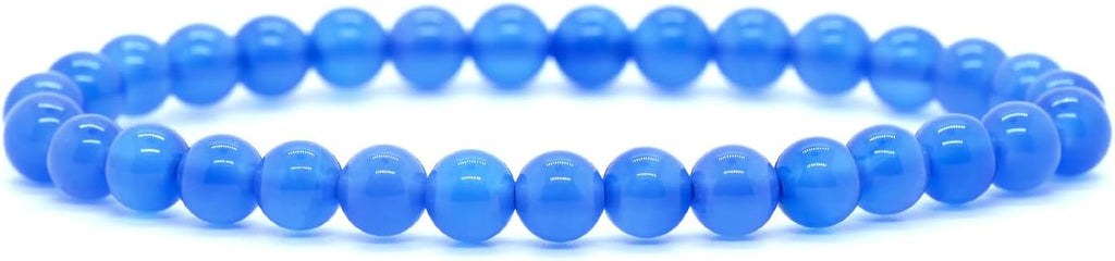 Natural A Grade Blue Agate Gemstone 6mm Round Beads Stretch Bracelet 7inch Unisex