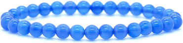 Natural A Grade Blue Agate Gemstone 6mm Round Beads Stretch Bracelet 7inch Unisex