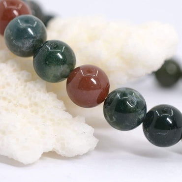 Natural Multicolor Indian Agate Gemstone 8mm Round Beads Stretch Bracelet 7inch Unisex