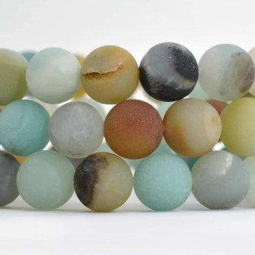 Angelstones Natural Matte Amazonite Gemstone 10mm Round Beads Stretch Bracelet 7 Inch Unisex