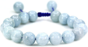 Angelstones Handmade Gemstone 10mm A Grade Aquamarine Round Beads Adjustable Braided Macrame Tassels Chakra Reiki Bracelets 7-9 inch Unisex