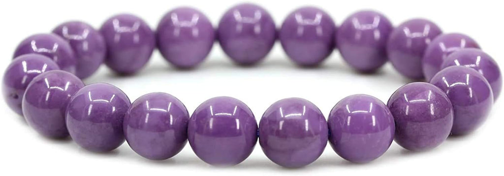 Angelstones Natural A Grade Lavendar Phosphosiderite Gemstones Healing 10mm Round Beads Elastic Stretch Beaded Bracelet 7inch Unisex