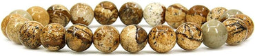 Angelstones Natural Picture Jasper Gemstone 8mm Round Beads Stretch Bracelet 7inch Unisex