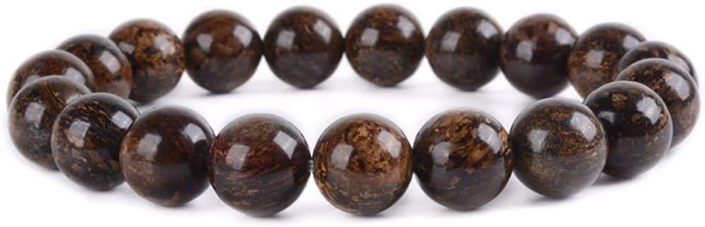 Angelstones Natural Bronzite Gemstone 10mm Round Beads Stretch Bracelet 7 Inch Unisex