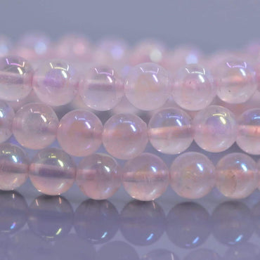 Aqua Aura Rose Quartz Gemstone 6mm Round Beads Stretch Bracelet 6.5inch