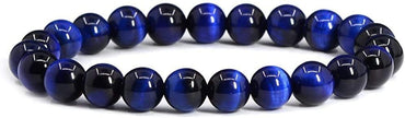 Dyed Blue Tiger Eye Gemstone 8mm Round Beads Stretch Bracelet 7 Inch Unisex