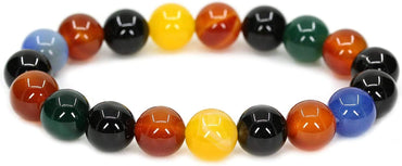 Angelstones Natural Multicolor Agate Genuine Semi-Precious Gemstones Healing 10mm Beaded Stretch Bracelet 7inch Unisex