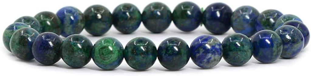 Dyed Lapis Chrysocolla Gemstone 8mm Round Beads Stretch Bracelet 7 Inch Unisex