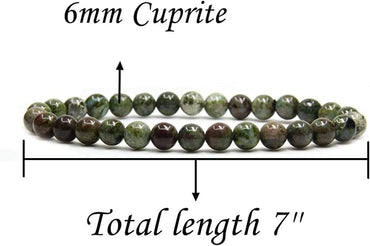 Angelstones Natural Cuprite Gemstone 6mm Round Beads Stretch Bracelet 7inch Unisex